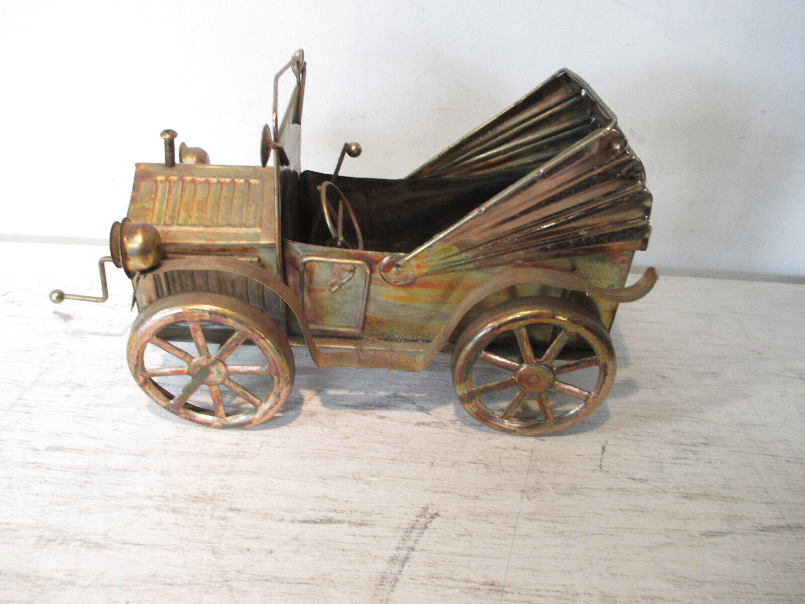 Vintage Copper Antique Car Retro Music Box Plays \