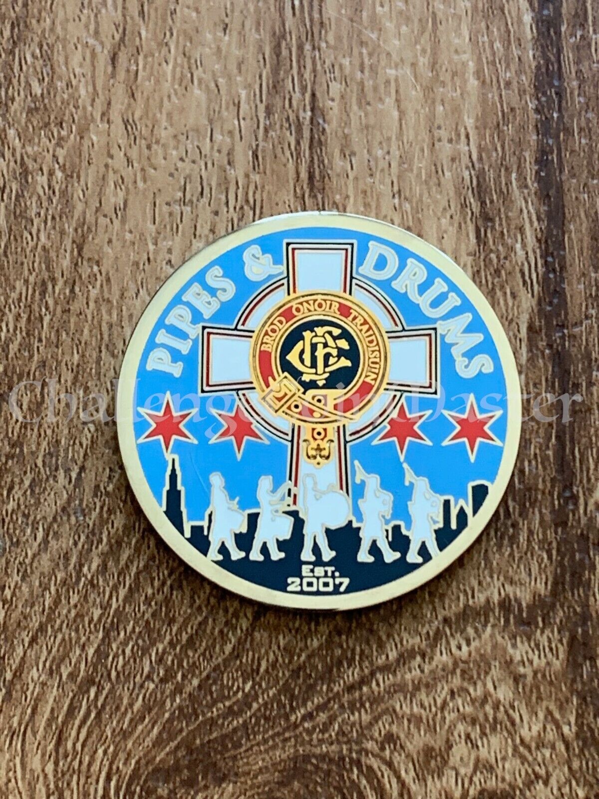 E38 Chicago Fire Department Pipes and Drums Illinois Challenge Coin