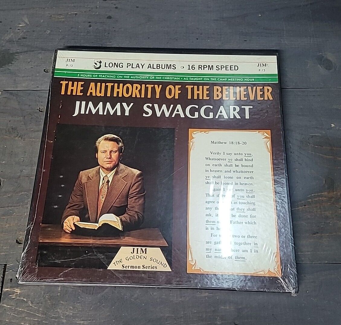 Vtg JIMMY SWAGGART Vinyl Box Set Authority Of The Believer 5 LP 16 rpm SEALED 33