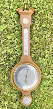 Vintage Mid Century Brass And Wood Banjo Weather Station made In Germany Elion picture