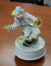 Vintage Clown Doll Wind Up Musical Porcelain Figure Plays 