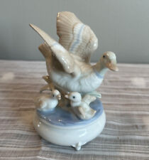 Vintage Porcelain Mother Duck & Ducklings Music Box 'Yesterday