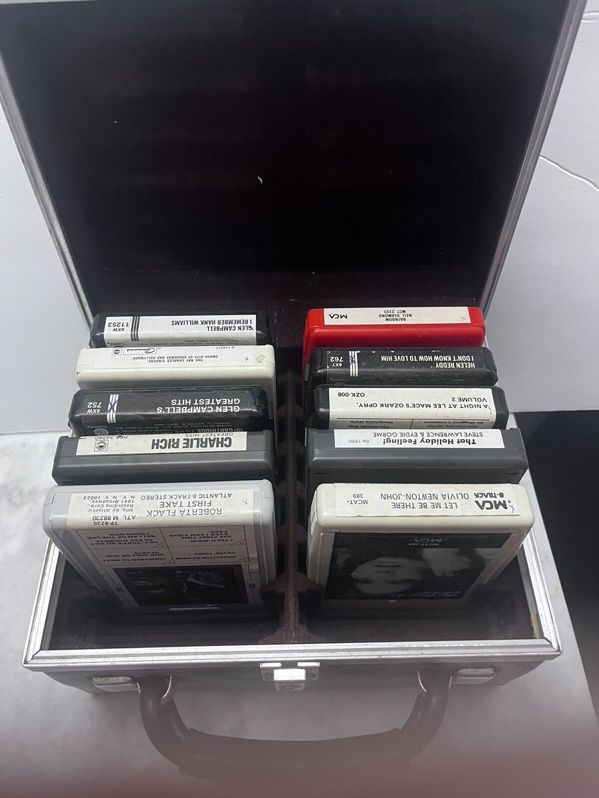 Assortment of Ten 8 Track tapes and case - 1970\'s Vintage Neil Diamond,Charlie