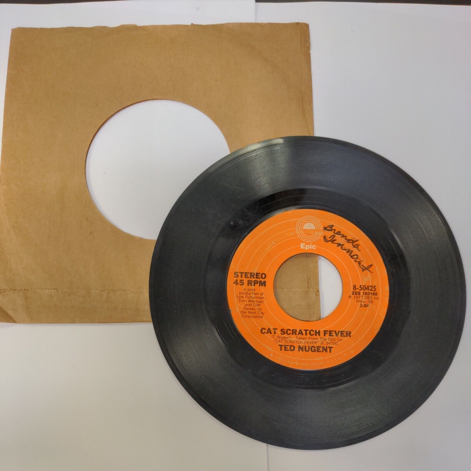 45 Record Ted Nugent Cat Scratch Fever/Wang Dang Sweet Poontang VG