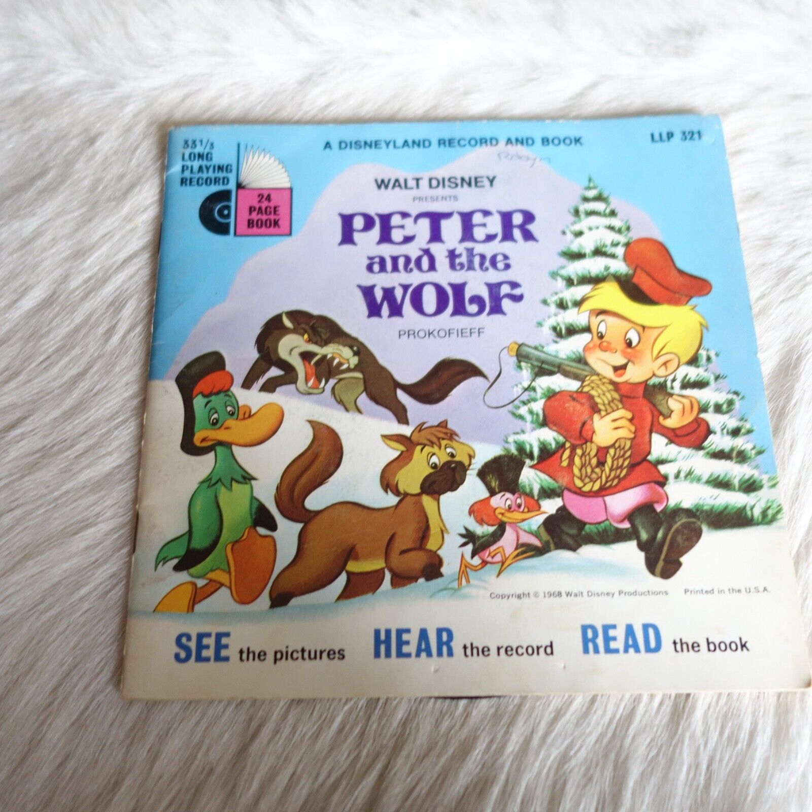PETER AND THE WOLF Record Vtg Peter and the Wolf Movie Record Book Disney Record