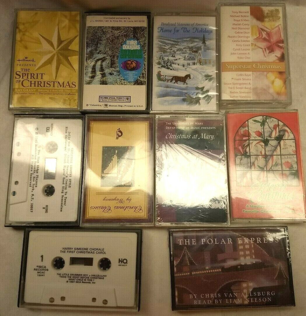 Vintage Cassette Tape Lot Various Christmas 10 Tapes