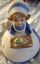 Vintage Ceramic Dutch Nurse Girl Rotating Music Box picture