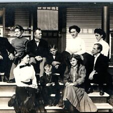 1909 Fancy People House RPPC Handsome Boy Harmonica Real Photo Cute Girls A134 picture