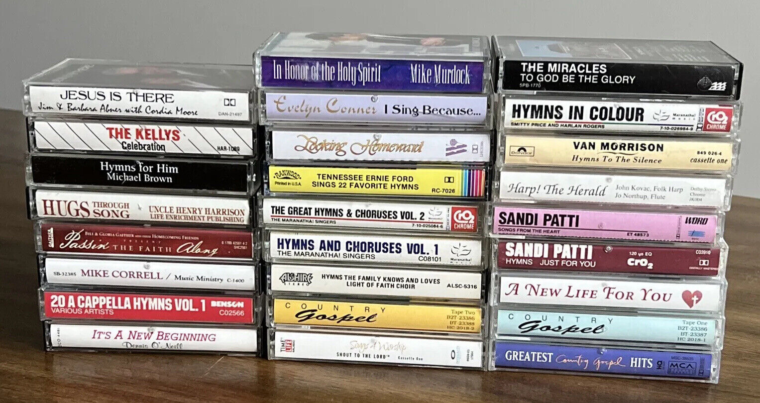 26 Vintage Hymns Gospel Cassette Lot - Sandi Patti - Christian Praise Worship