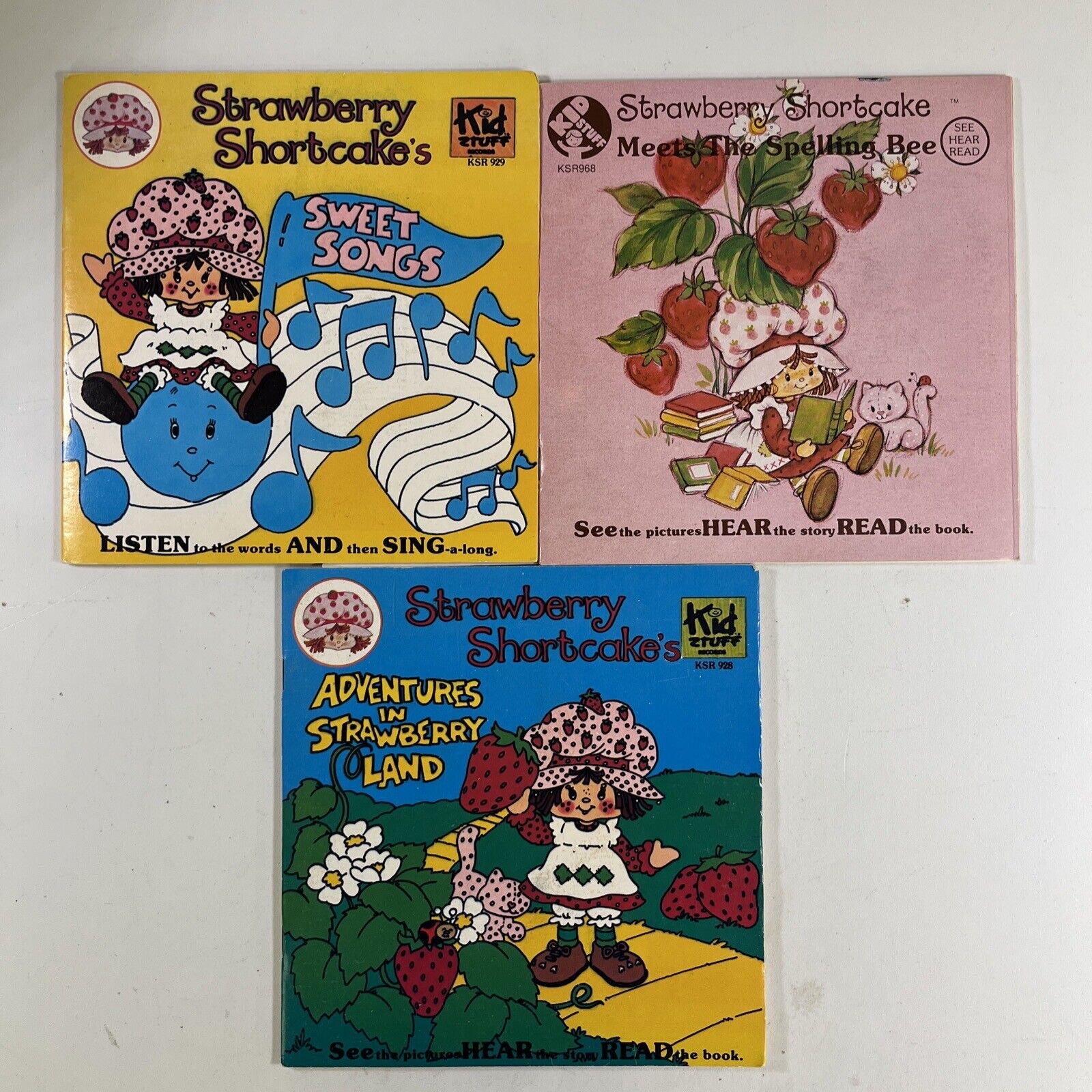 Vintage Strawberry Shortcake Three (3) Read & Sing Along Kid Stuff