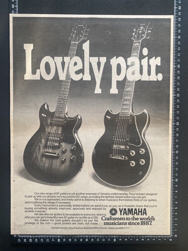 YAMAHA GUITARS - LOVELY PAIR - 1978 VINTAGE POSTER SIZE ADVERT 