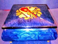  Vintage Music Box Blue (Inlayed Wood Works) Hand Crafted In Italy. picture