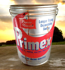 Procter & Gamble PRIMEX Shortening 50 Lb. Lard Can Tin Bucket Drum Vintage picture