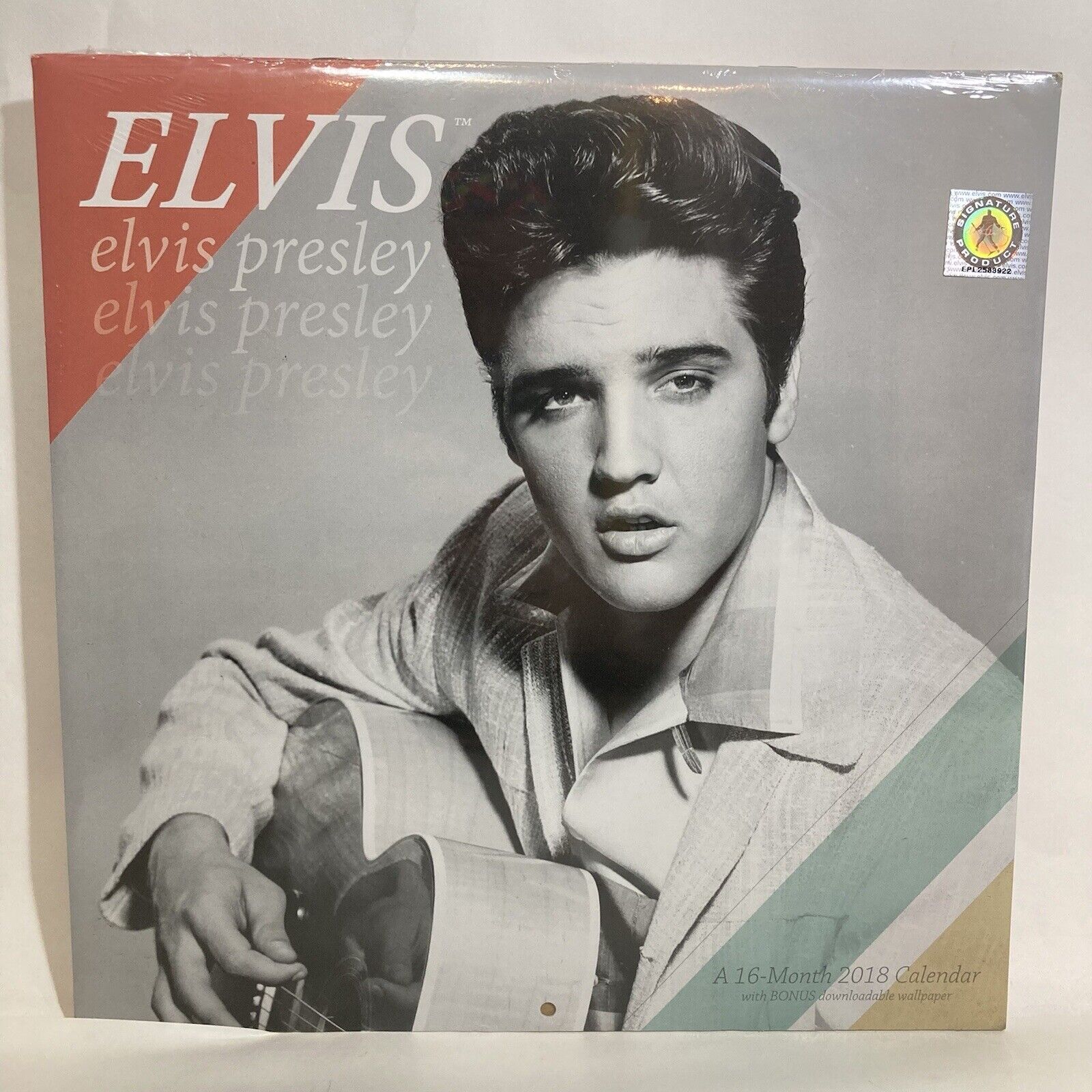 Elvis Presley 2018 Wall Calendar Mead 12 Geometric Guitar Car Factory Sealed