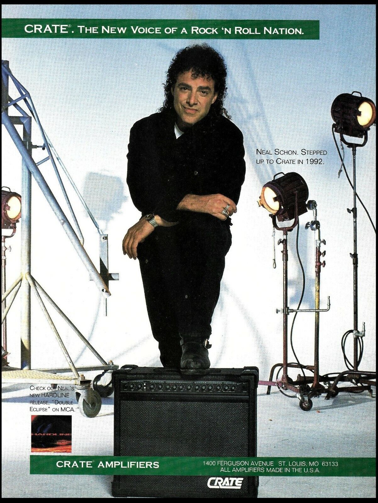 Journey Neal Schon 1992 Crate amplifier advertisement guitar amp ad print