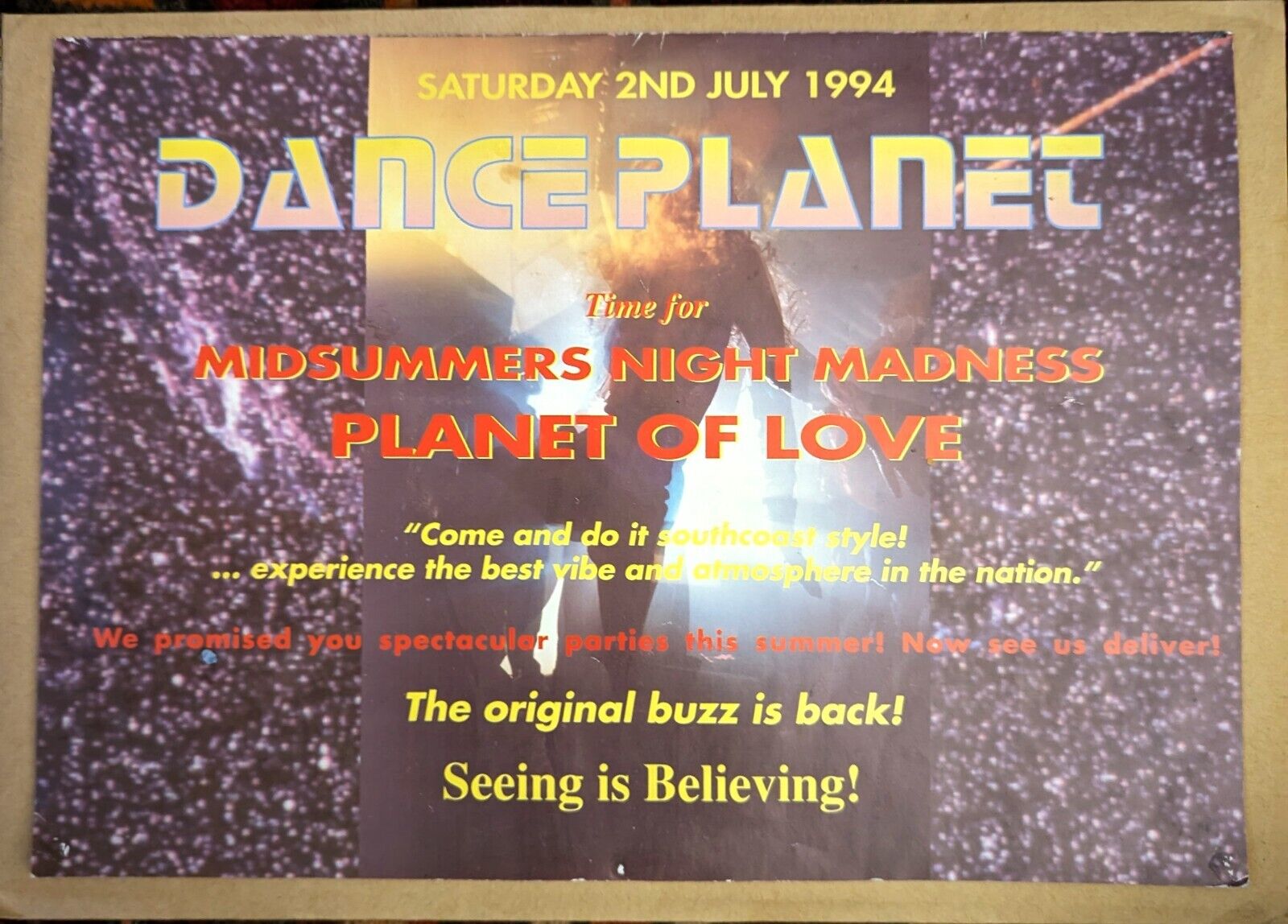 RAVE FLYER DANCE PLANET 2/7/94 @ CORNWALL COLISEUM ST AUSTELL 