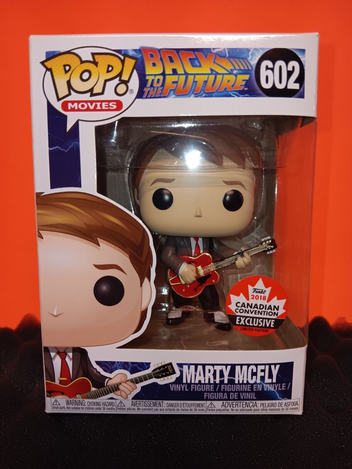 Funko Pop Marty McFly w/ Guitar Canadian Conv. Excellent Cond.