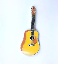 Yellow Acoustical Guitar Pin Hat Tac Enamel Lapel Backpack Flair  picture