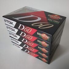 TDK D60 Sealed Blank Recording Cassettes-New-Sealed-Lot Of 5-New Old Stock picture