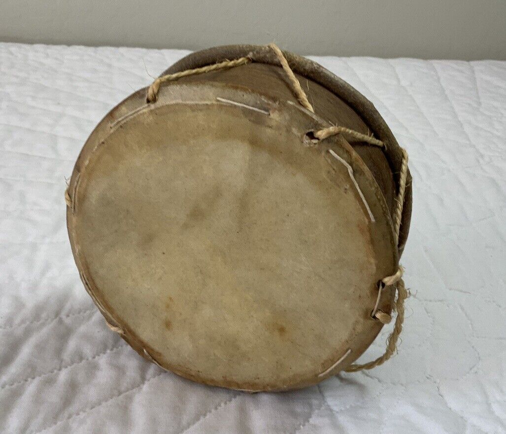 Vintage Souvenir Drum, Western, Wood & Leather