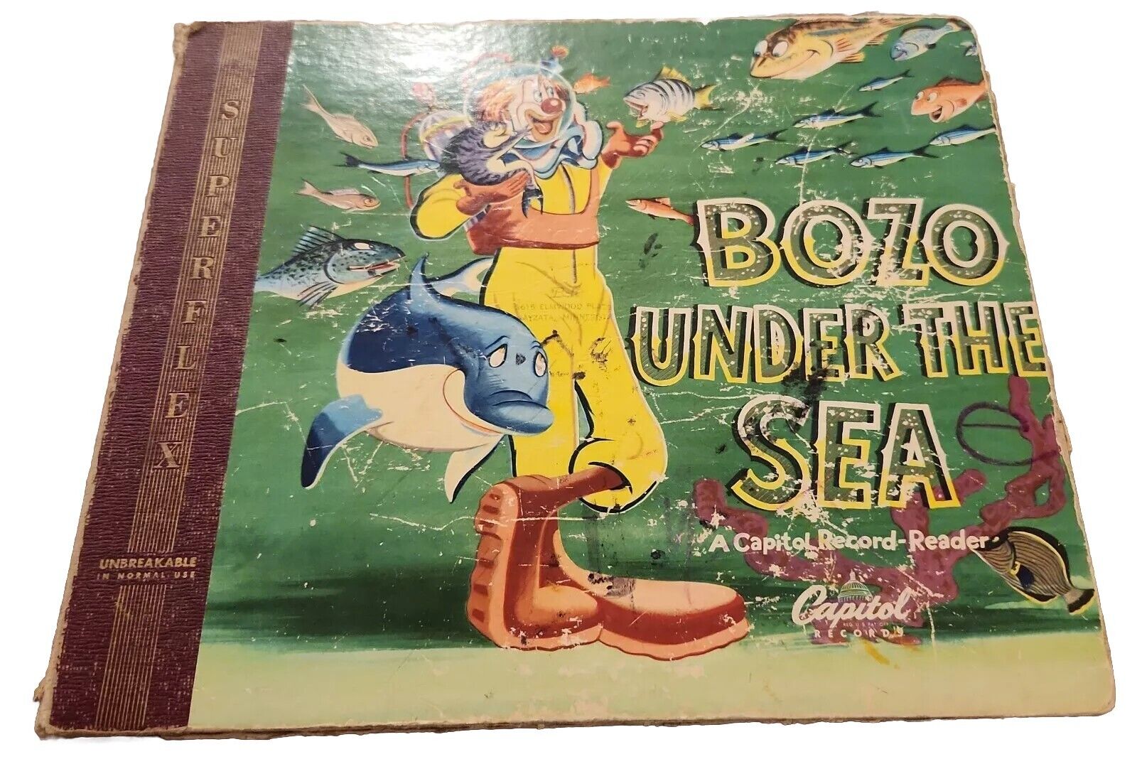 Vintage 1948 Bozo Under the Sea Capitol Record Reader Book Record Set