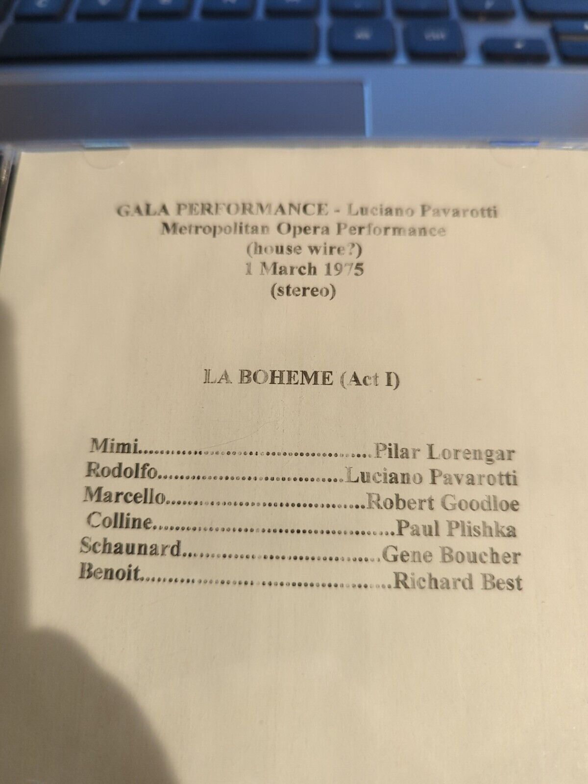 Rare Live Opera Recording CD -519 1975 Pavarotti MET Lorengar Goodloe Plishka