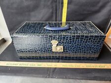 Vintage Faux Blue Alligator Skin Leather 8 Track Case picture