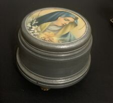 Vintage Music Powder Box - Metal, Trinket Box - WORKS 4.5in X 3.5 In Religious picture