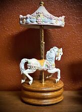 Vintage Lefton 1998 Porcelain Horse Carousel Collection Music Box Tested & Works picture