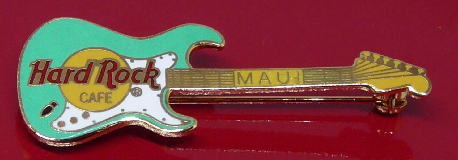 Hard Rock Cafe Enamel Pin Badge Maui Hawaii USA Light Blue Guitar
