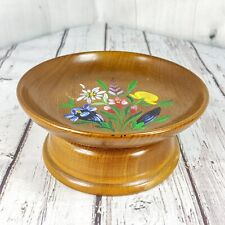 Vintage Cuendet Wood Hand Painted Musical Spins Pedestal Bowl Dish Lara's Theme picture