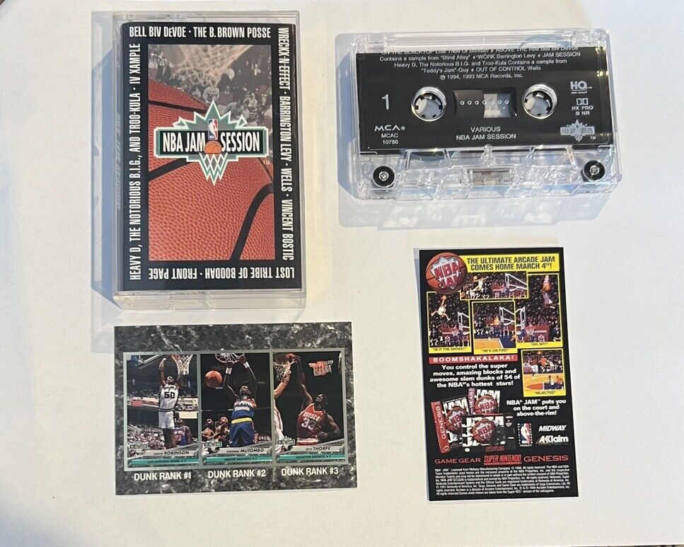 VARIOUS NBA Jam Session 1994 MCA Records MCAC10786 Rap Cassette Tape & NBA Card
