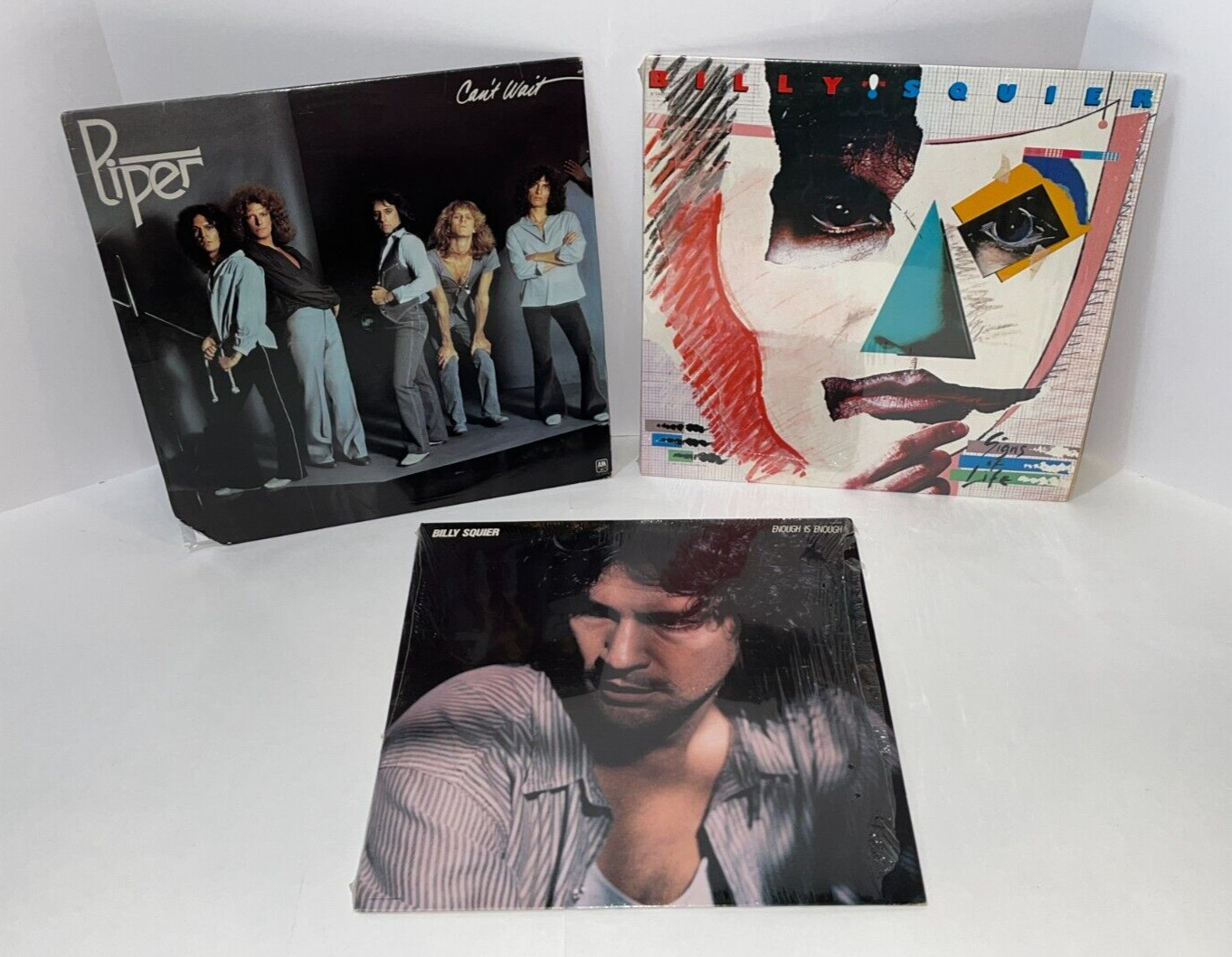 Billy Squier Vinyl LP Lot Piper Can\'t Wait Signs Of Live Enough Is Enough