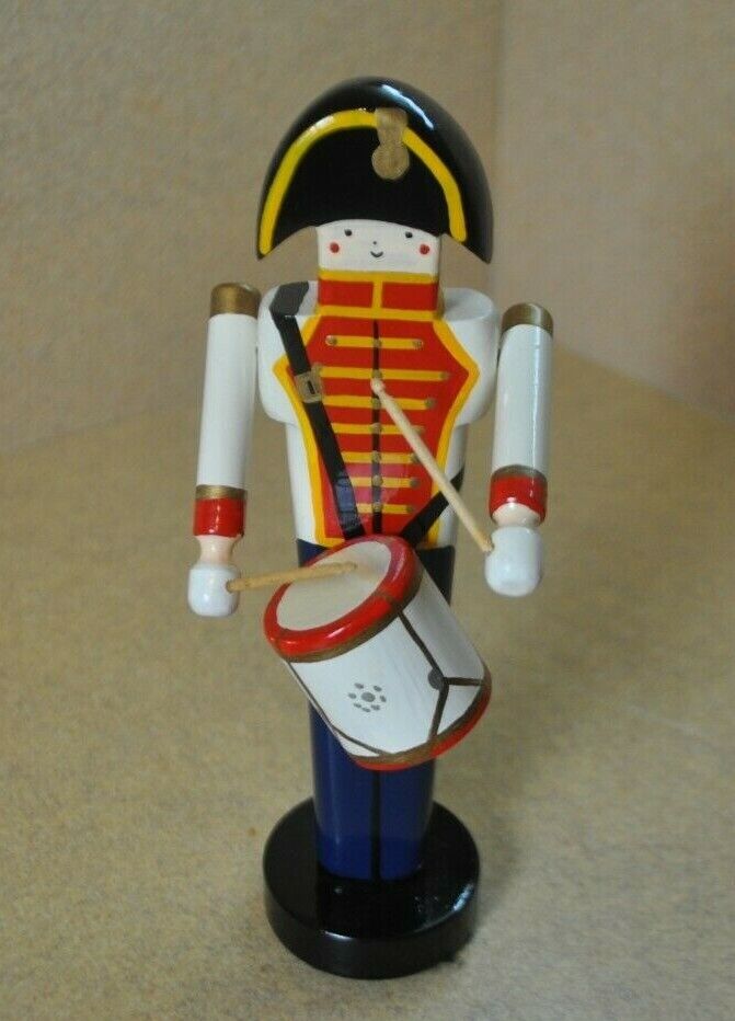 HMS By PATRICK Hand-Crafted Hand-Painted Wooden Soldier w/Drum White/Red