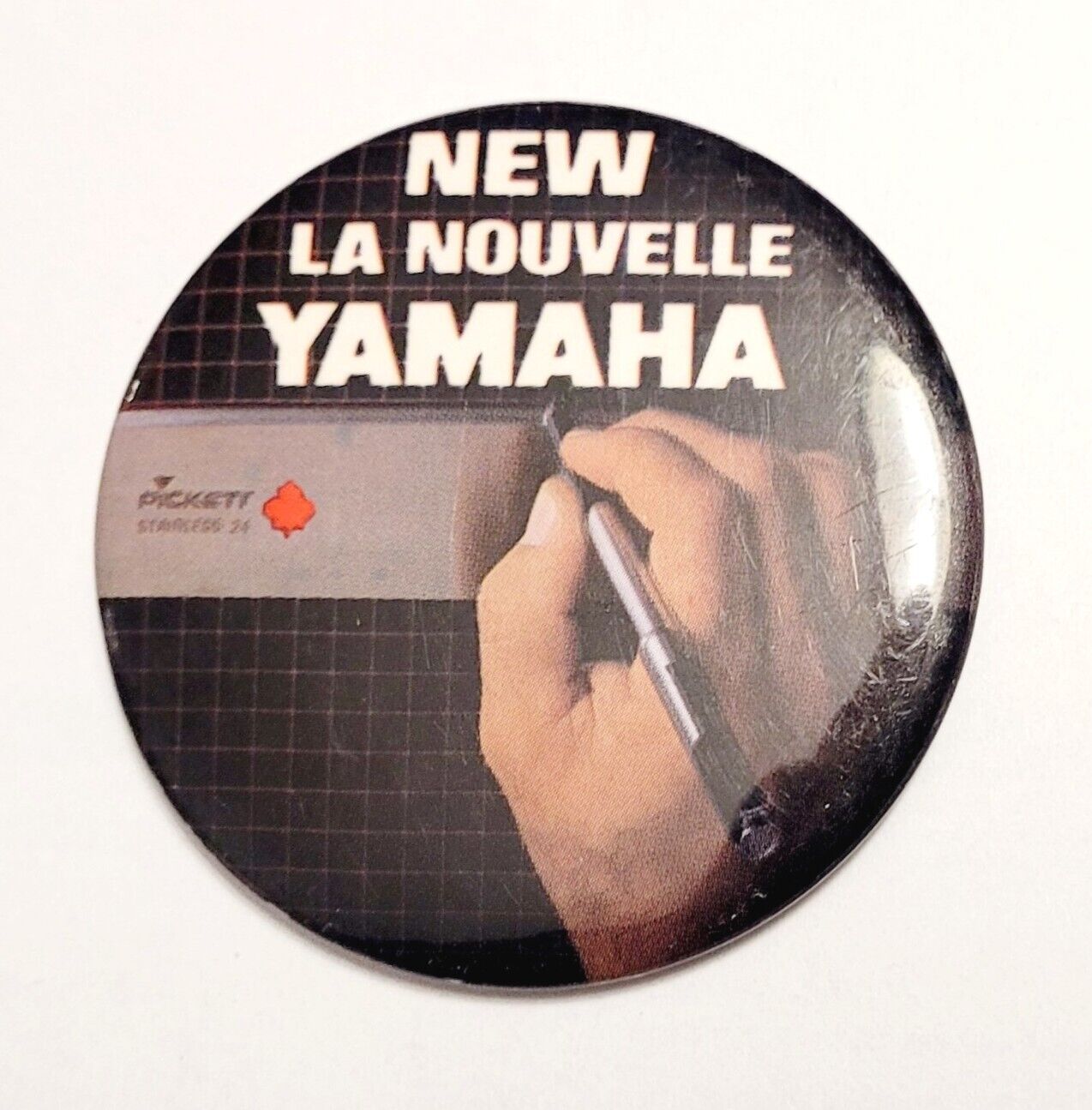 Vintage YAMAHA Pickett Adertising Pinback Button 1980s - French Canada Music