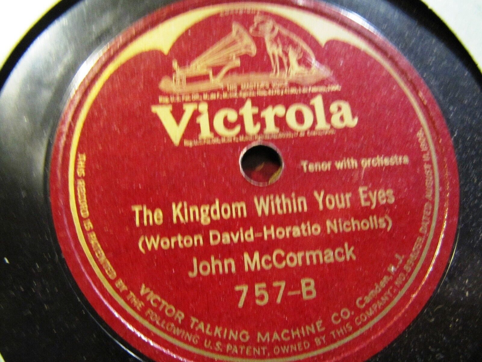 1914 John McCormack Nichols THE KINGDOM WITHIN YOUR EYES Tosti Parted VICTOR 797