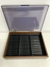 Vtg Kenmark Industrial Co. 36 Cassette Tape Case Wood Look Storage Box Clear Lid picture