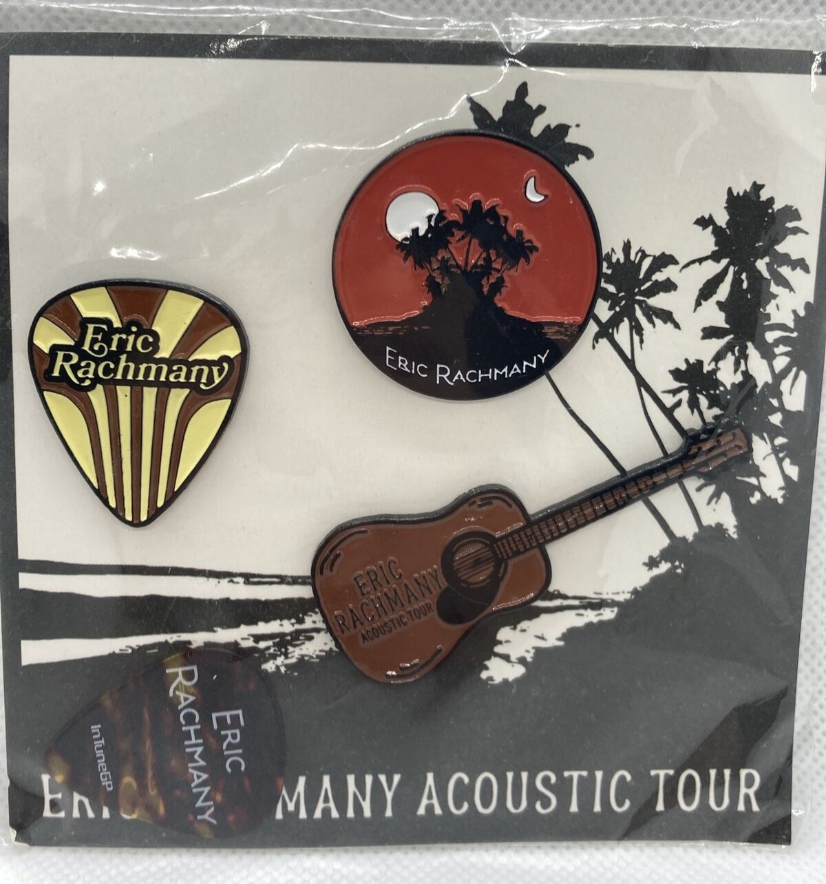 Eric Rachmany Acoustic Tour Lapel Pin Set of 3 With Guitar Pick Singer Musician