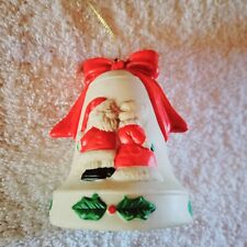 Vintage 1985 Telco Bisque Kissing Santa & Mrs Claus on Musical Bell picture