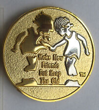Girl Scout MAKE NEW FRIENDS, BUT KEEP OLD PIN One Is Silver,1 Gold,Song Lyrics picture