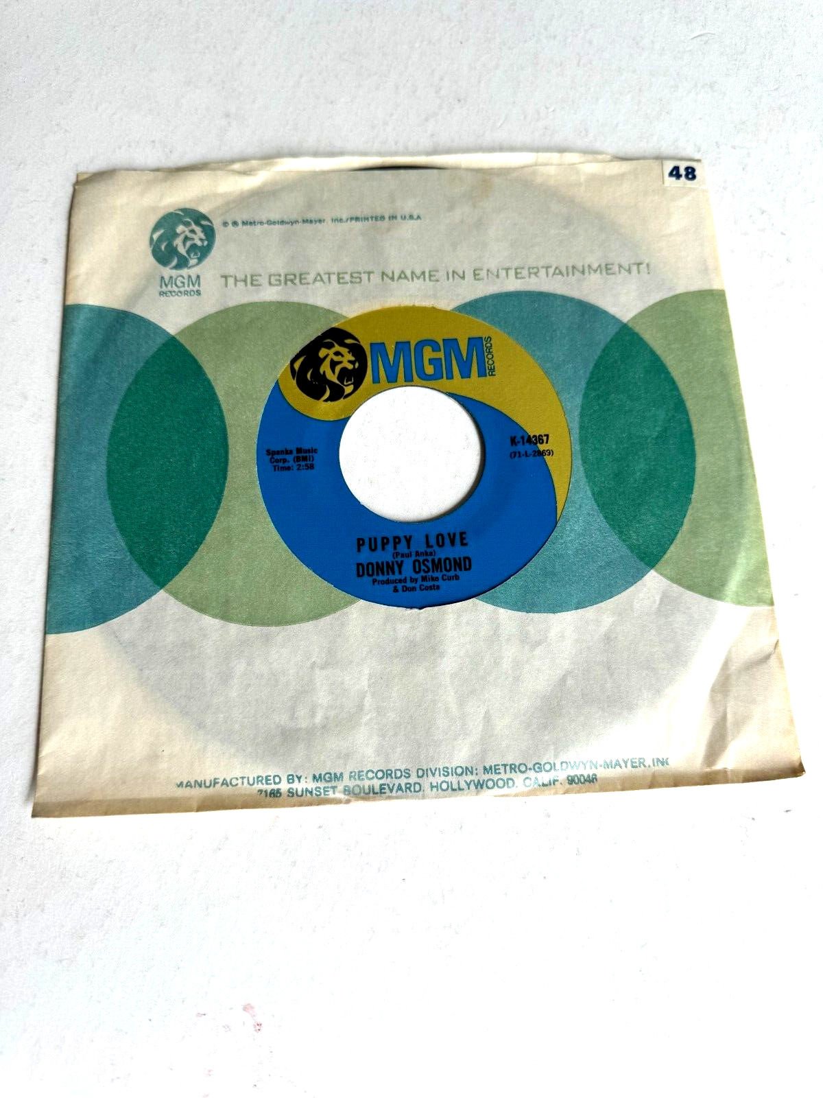 Vintage 45 RPM Donny Osmond \