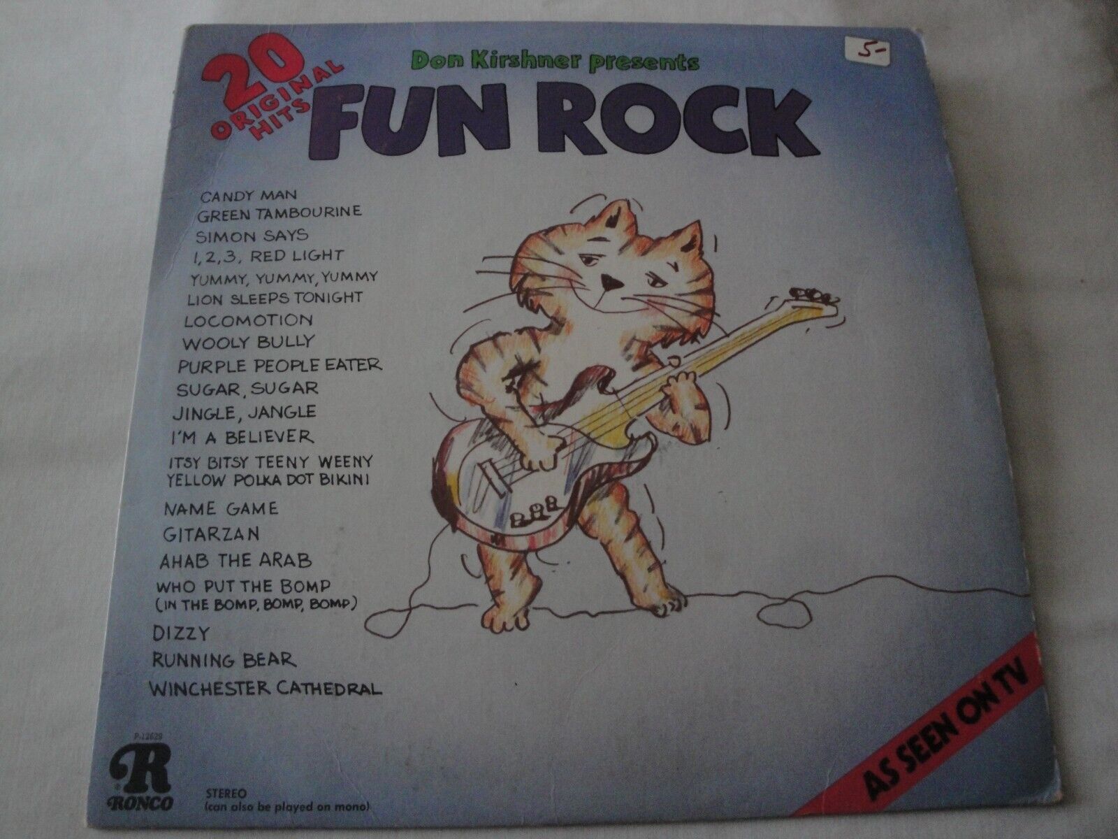 DON KIRSHNER PRESENTS Fun Rock/20 Original Hits VINYL LP ALBUM RONCO RECORDS