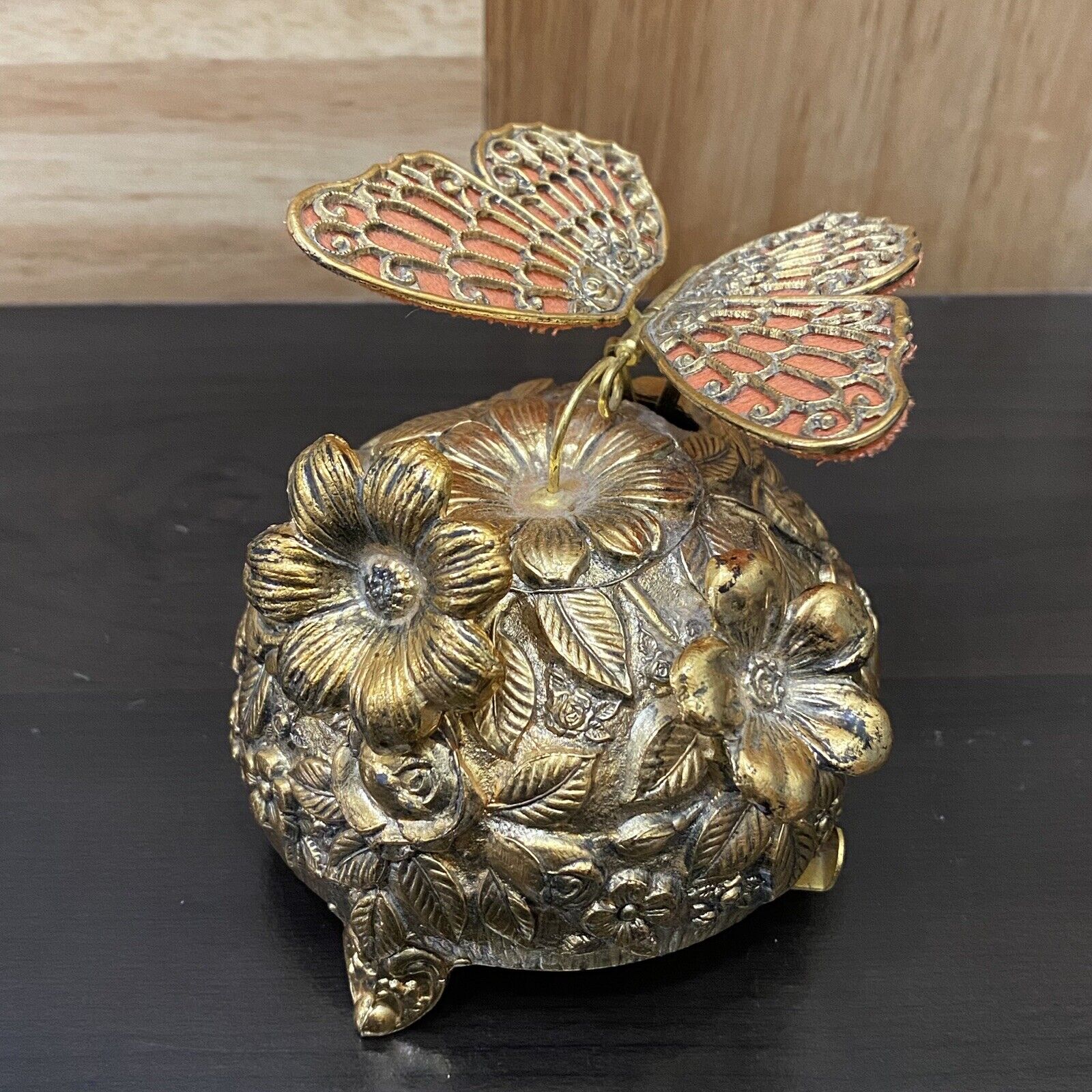 Vintage 60’s WESTLAND Japan Butterfly Automaton Brass Musical Box “Greensleeves”