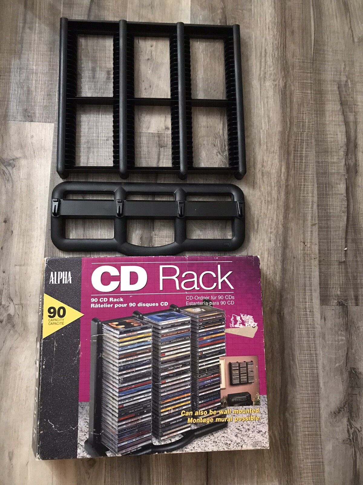 Vintage Alpha Compact Disc Holder/Rack, Holds 90 CDs Desk Mount Storage USA Made