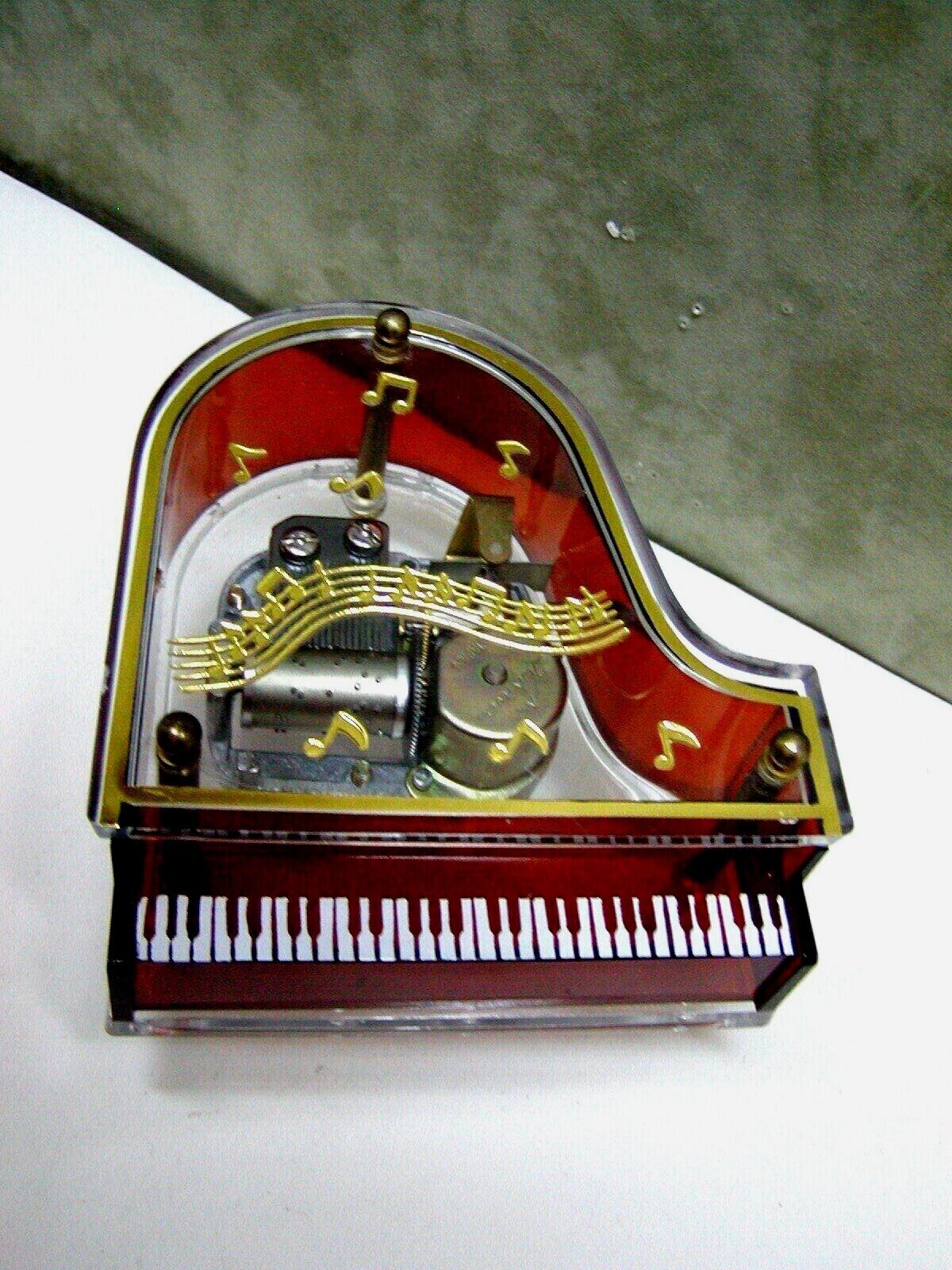 Vintage Clear Lucite Grand Piano Music Box--gold Trim TOKIWA Japan 
