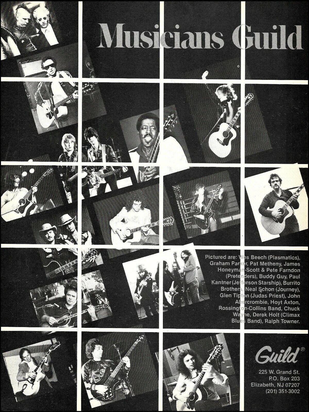 Guild Guitar Musicians 1983 ad w/ Pat Metheny Neal Schon Buddy Guy Glen Tipton