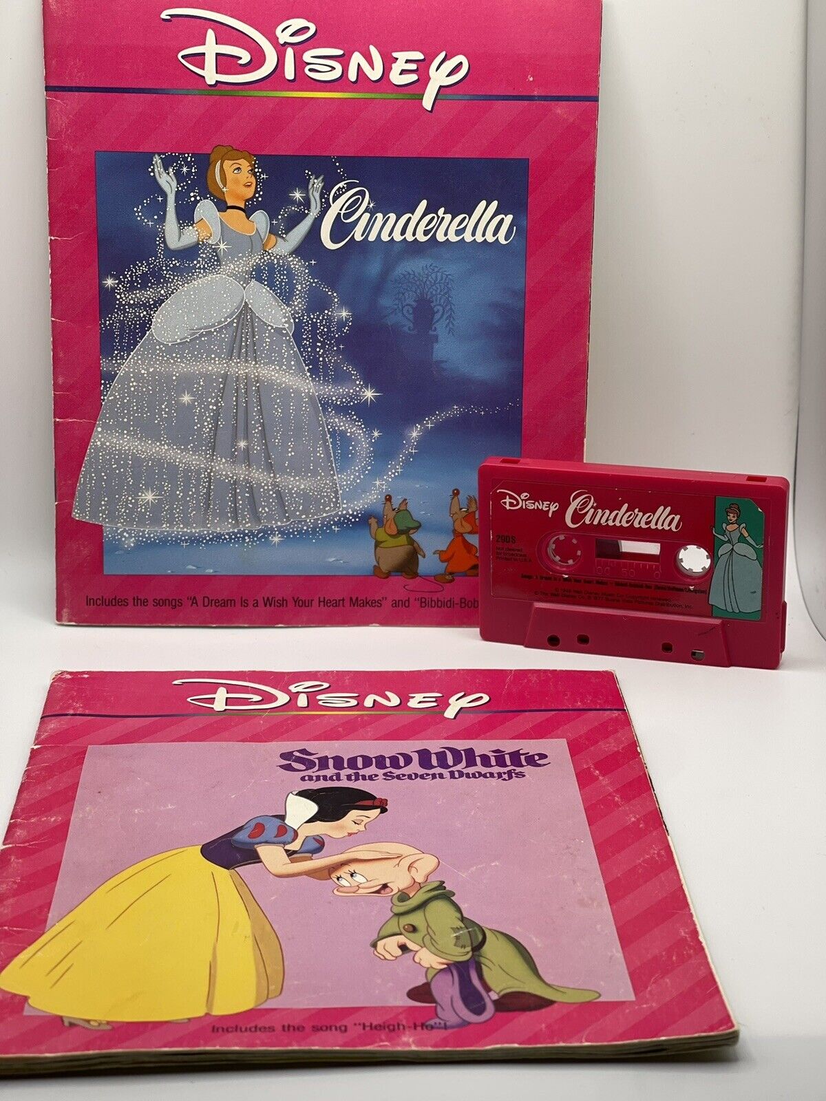 Vintage Disney Children Read Along Book & Tape Cinderella & Snow White