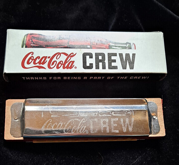 Vintage Coca Cola Wood and Metal HARMONICA Original Box