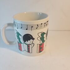 Holiday Angels Coffee Mug Vintage 1985 Telco Green White & Red Musical Notes picture