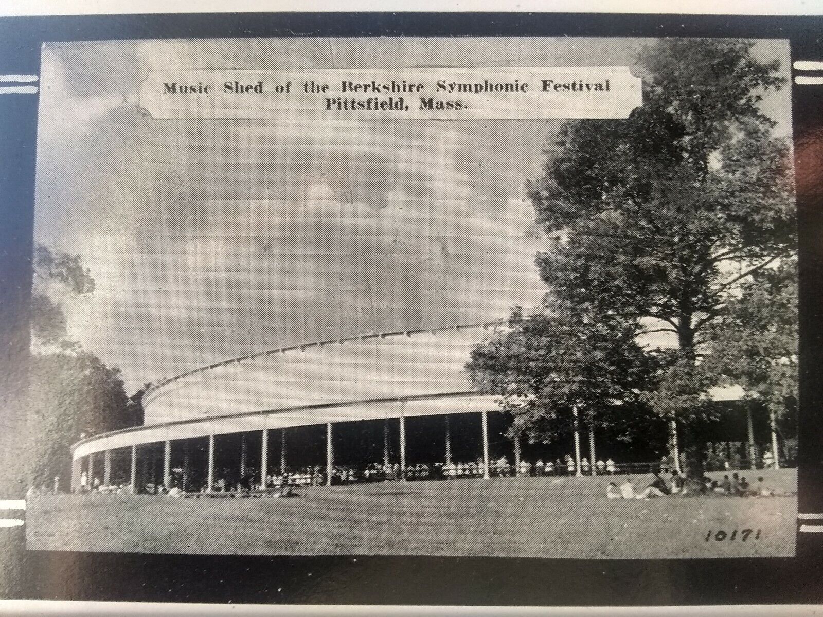 Vintage Postcard, music shed of the Berkshire symphonic festival Pittsfield Mass